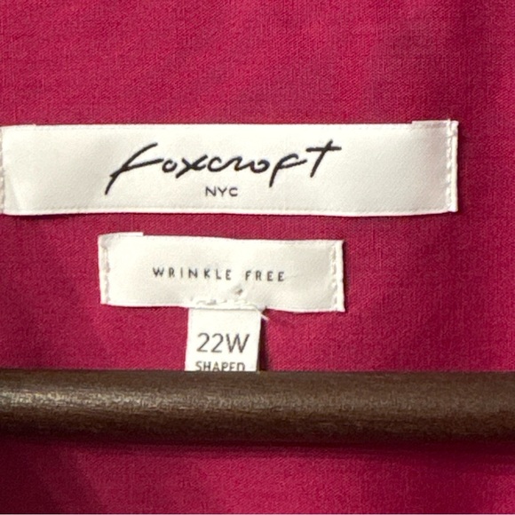 Women's Foxcroft Magenta Collared Button Front Blouse - Picture 5 of 12